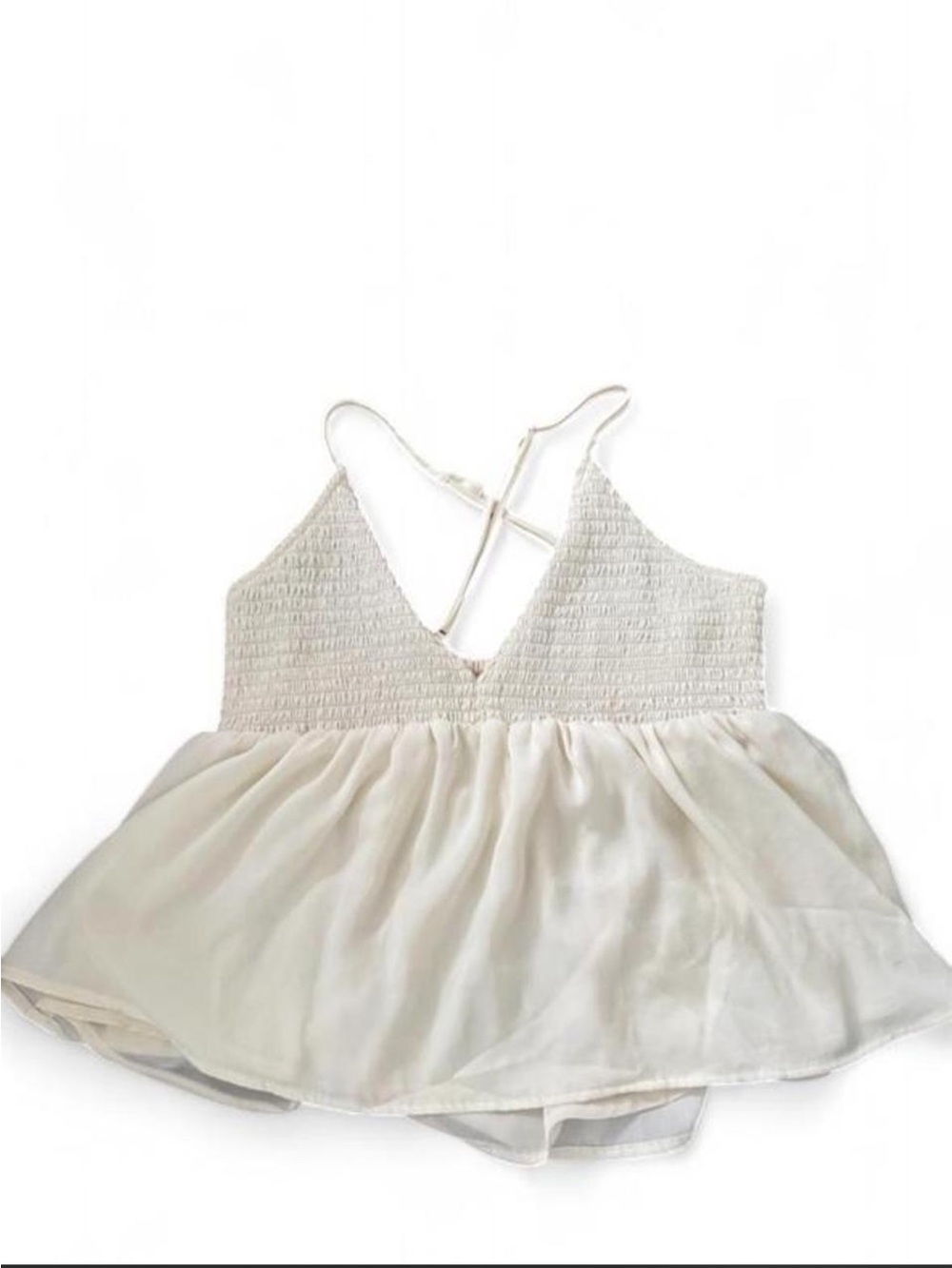 American Eagle Cream Babydoll Chiffon Tiered Cami Top